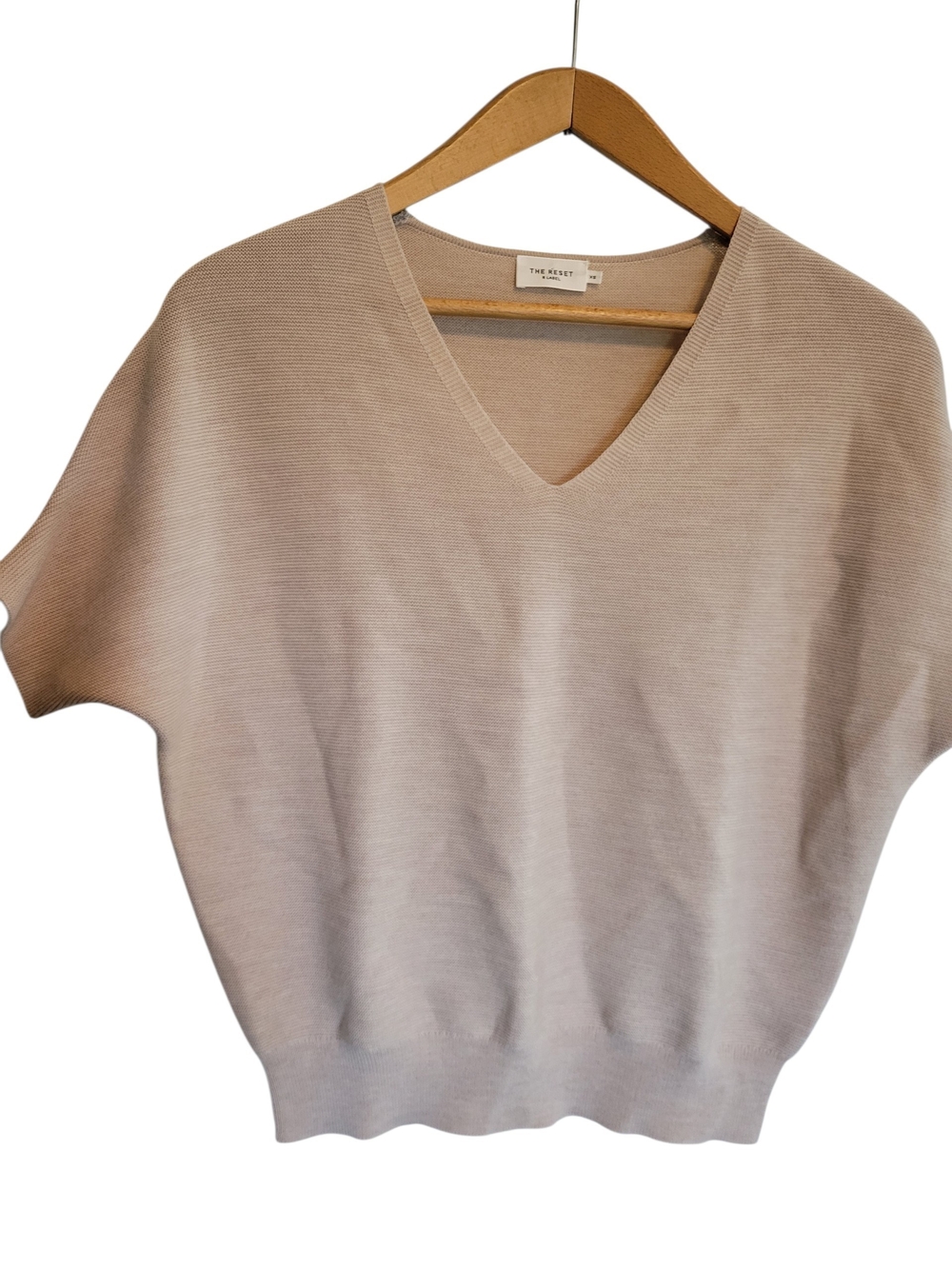 The Reset R Label Essential V-Neck Wool Jumper Sweater Beige Taupe Size XS